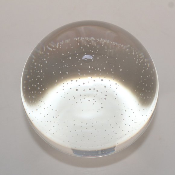 Vintage Paperweight Clear Art Glass Controlled Bubbles Round 3” Decor Sphere - Picture 2 of 9